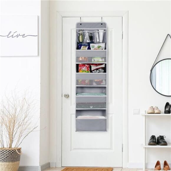 Gray Door Hanging Organizer‎ Nursery Closet Cabinet Baby Storage with 4 Pockets - Picture 2 of 6